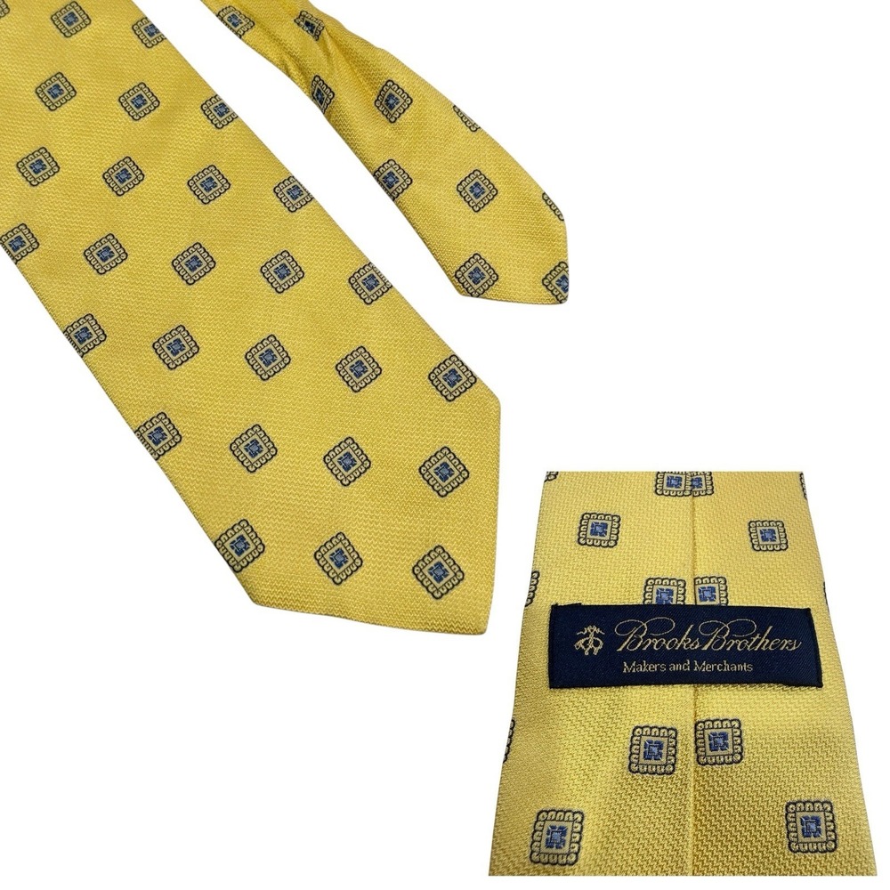 Brooks Brothers Makers and Merchants Tie Yellow Gold Textured Geometric